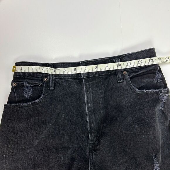 Abercrombie Curve Love Ultra High Rise Straight Jeans Black Distressed 4 Short - Picture 7 of 14